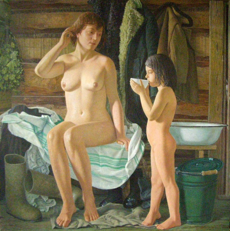 Rustic style in painting nude