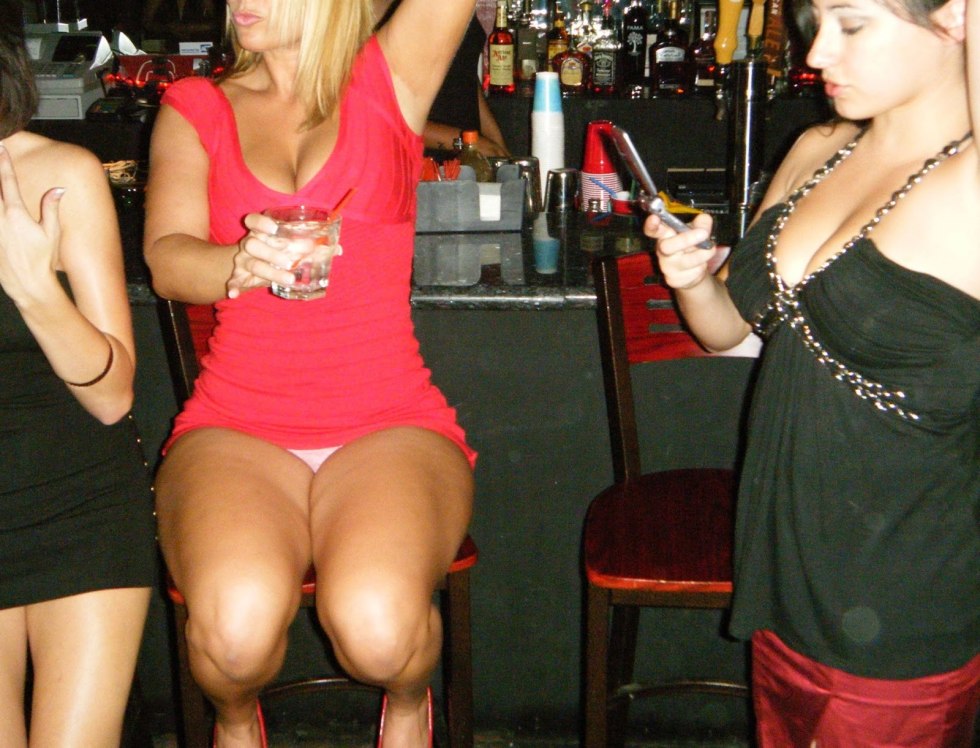 Girls in a club without panties