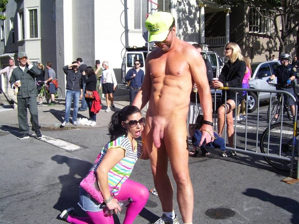 Naked man on the street publicly