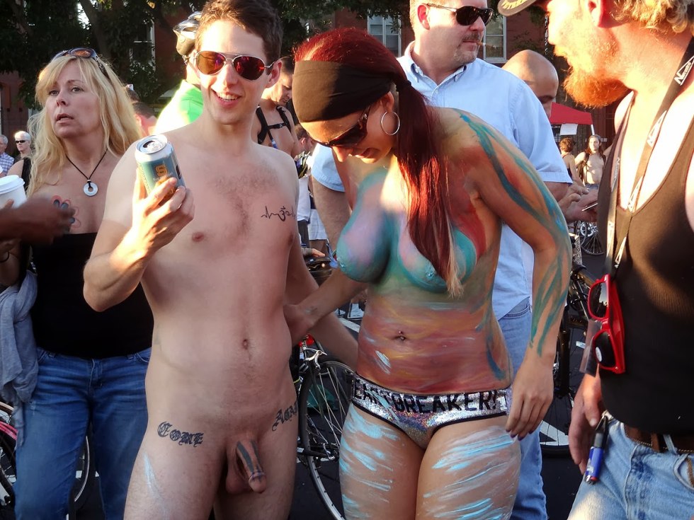 Naked man dressed woman