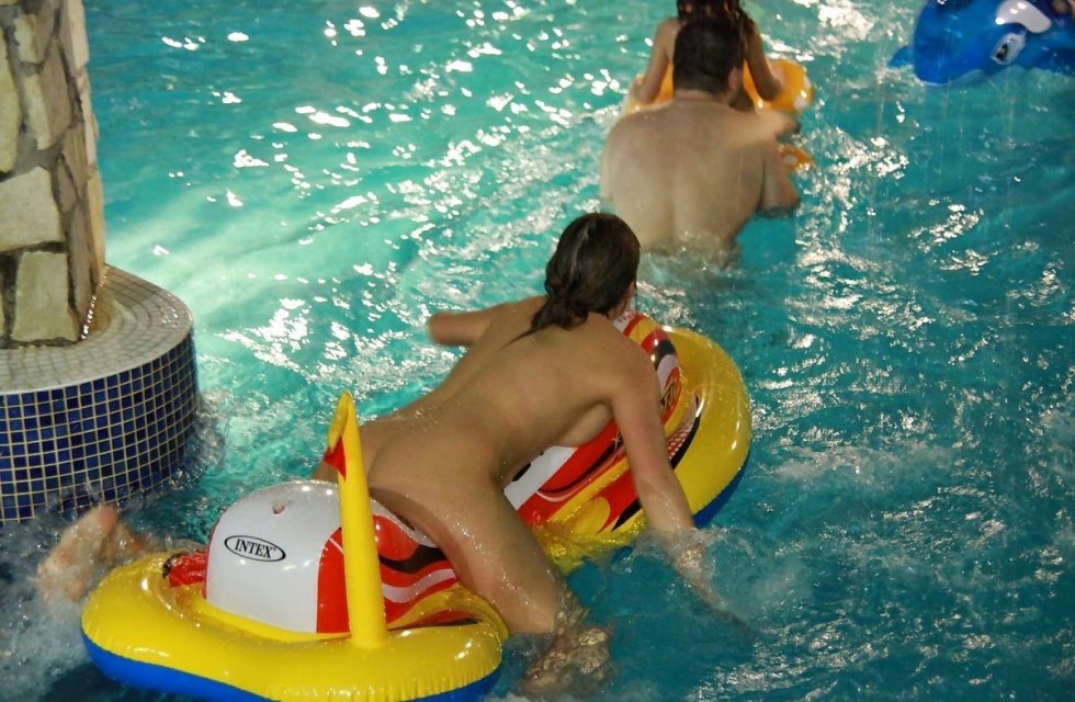Family nudism in the water park