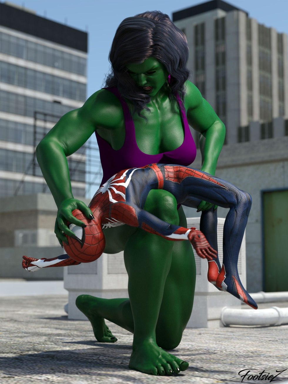 Woman Hulk and man spider Hentai