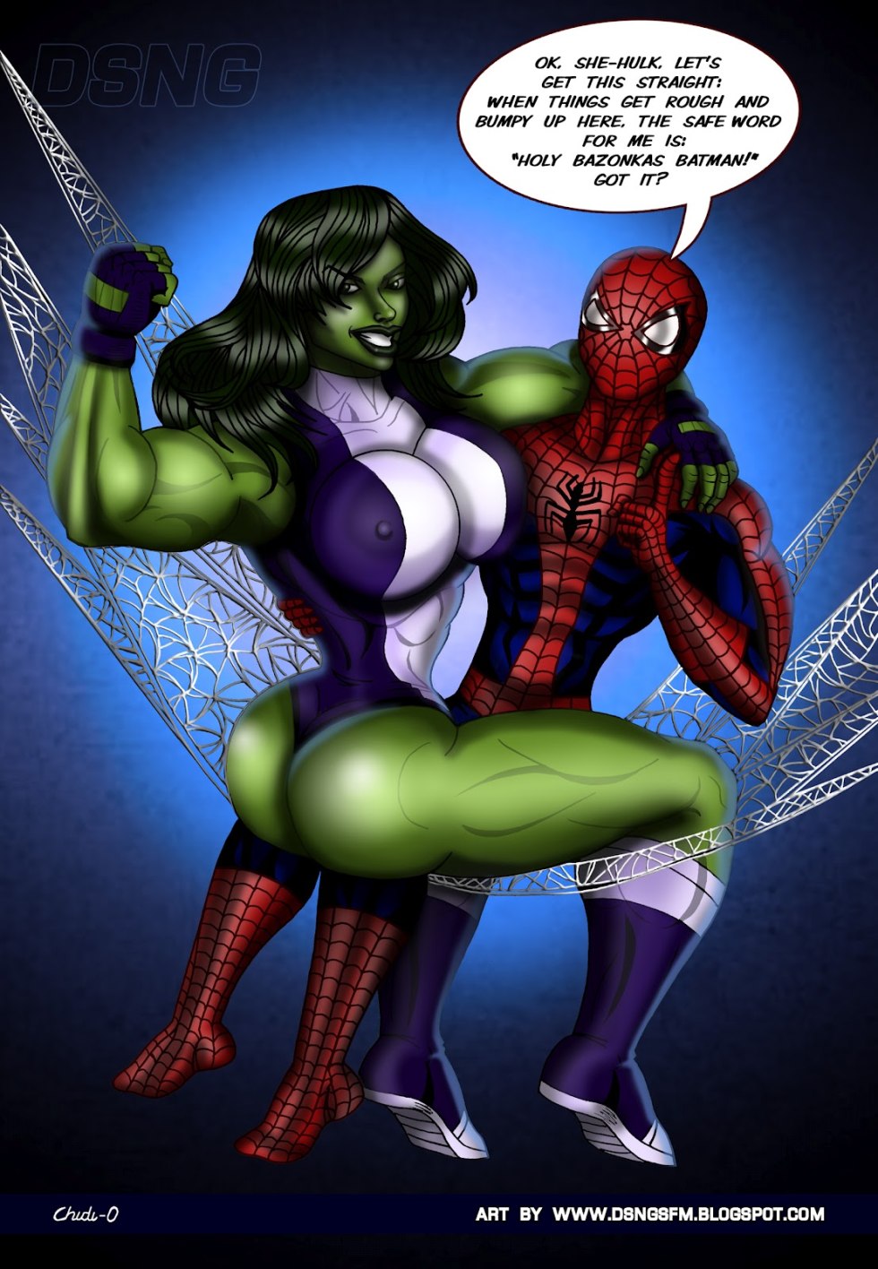 Hentai Marvel woman Hulk and man spider