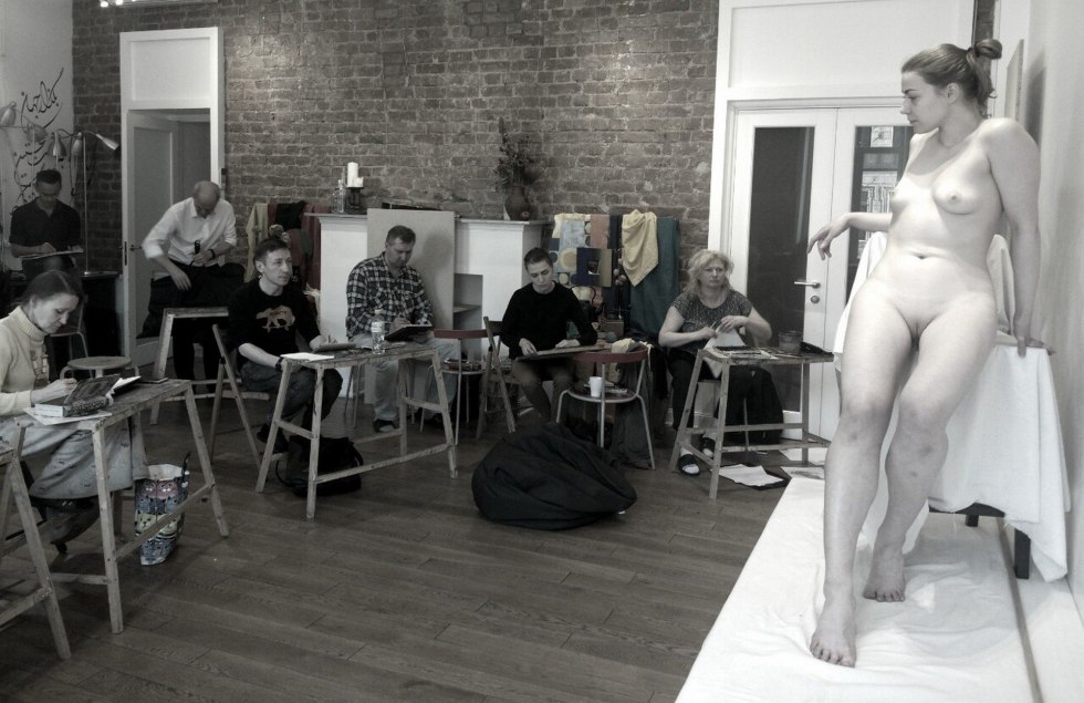 Nasters and model in art studios