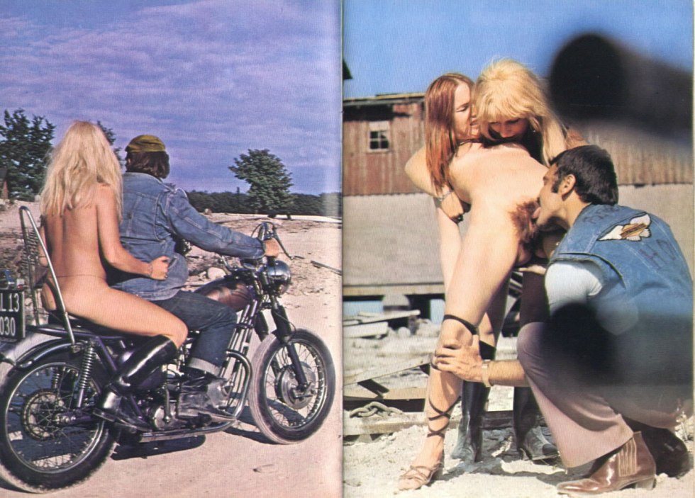 Naked on a motorcycle XXX Retro