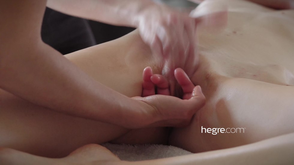 The guy caress the pussy gently