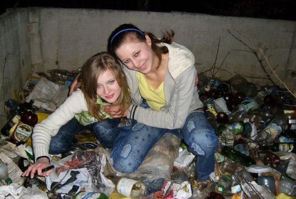 Girl in the trash photo shoot