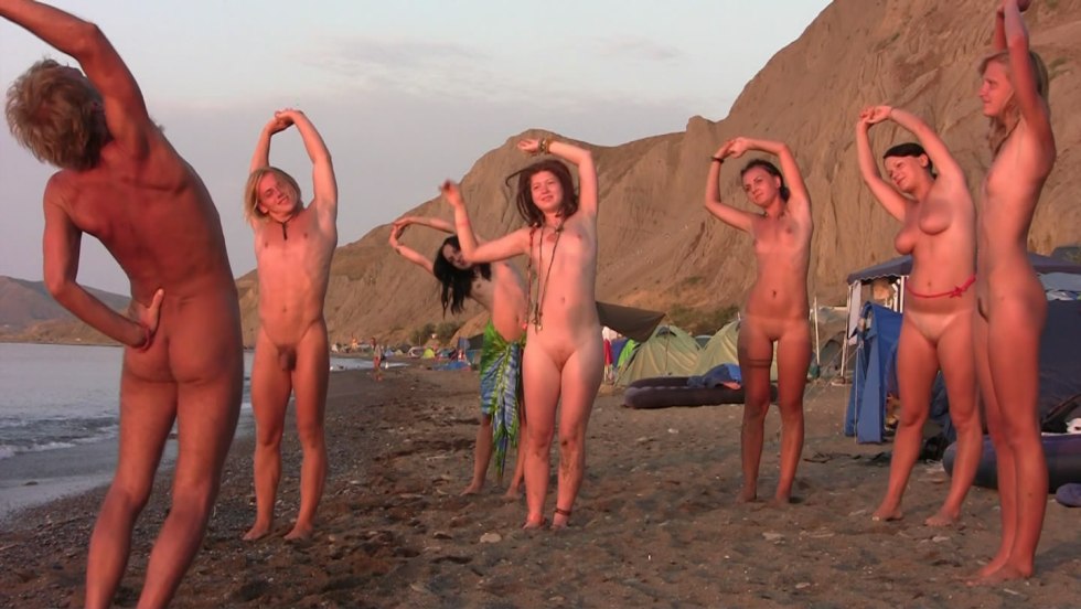 Family nudism photo shoot