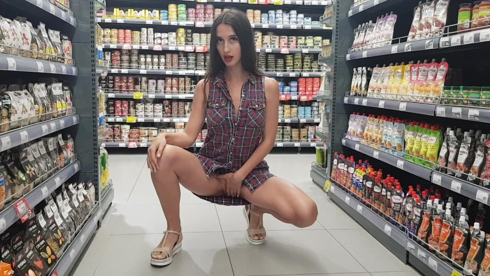 Naked women in a supermarket