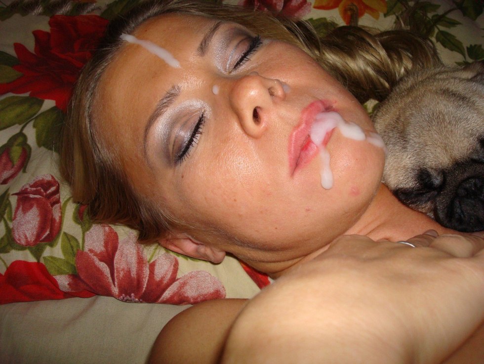 Cum on the face of a sleeping woman