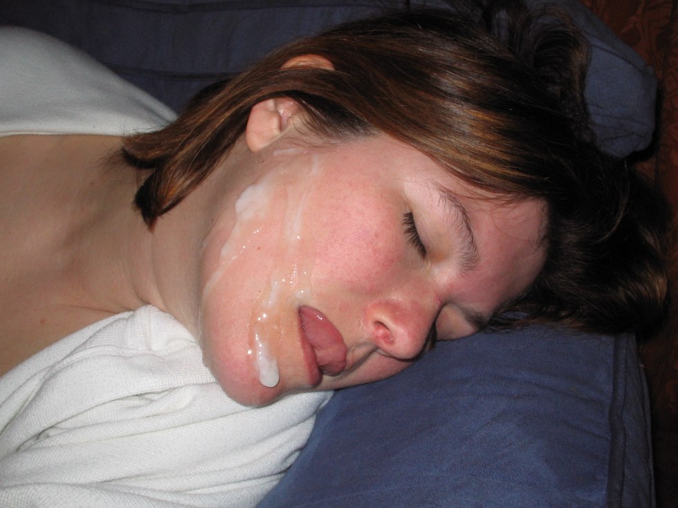 Cum on the face of a sleeping girl