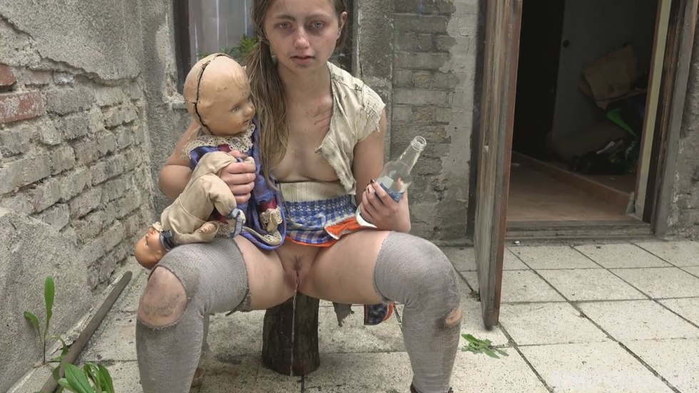 Naked homeless people on the street