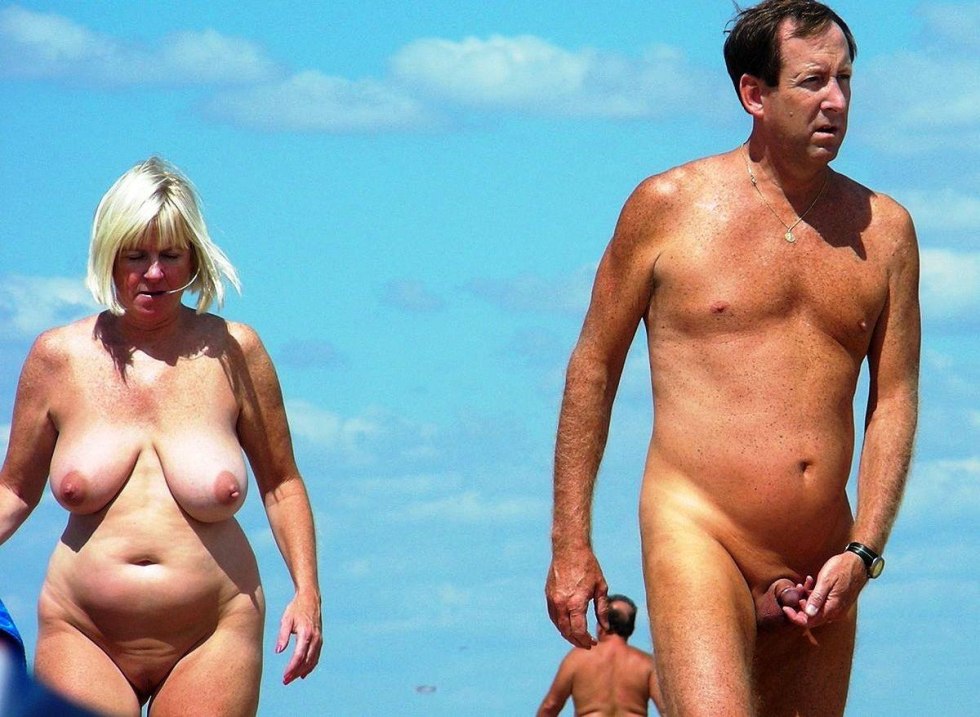 Naked elderly couples on the beach