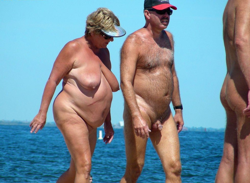 Naked elderly women on the beach
