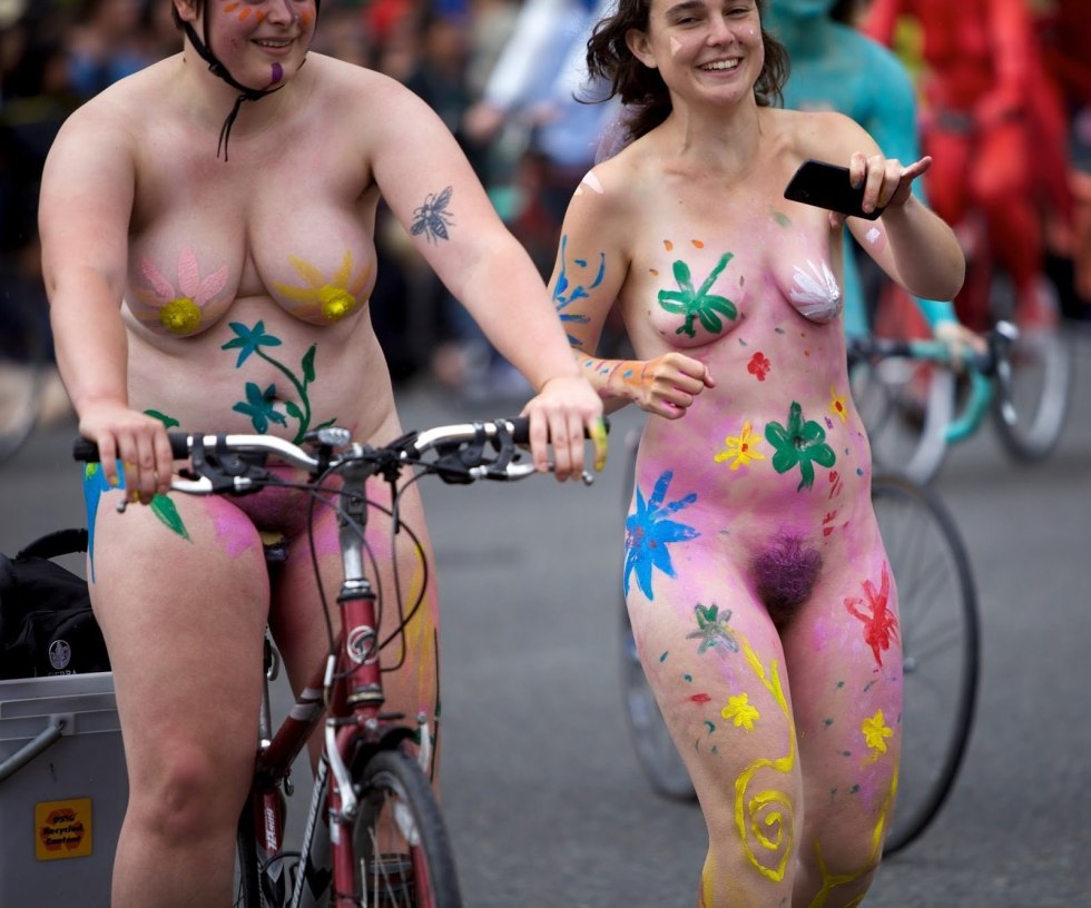 Festival parade of naked women