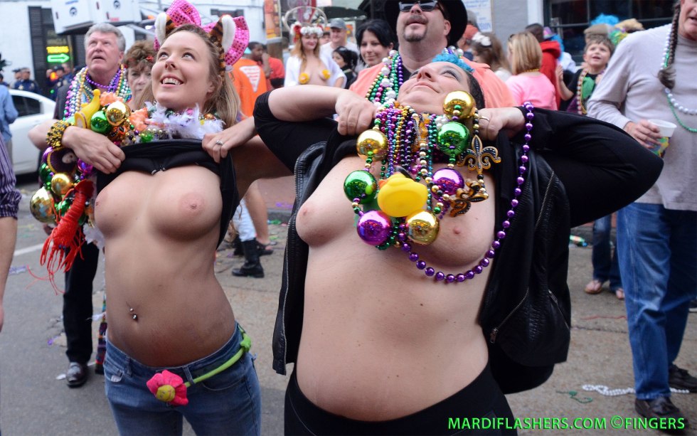 Women's parade with naked breasts