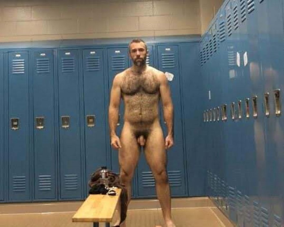 Guys undress in the locker room