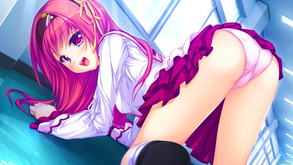 Anime girls in pink panties