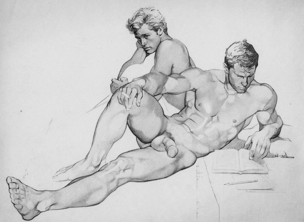 Drawings with a pencil of naked men
