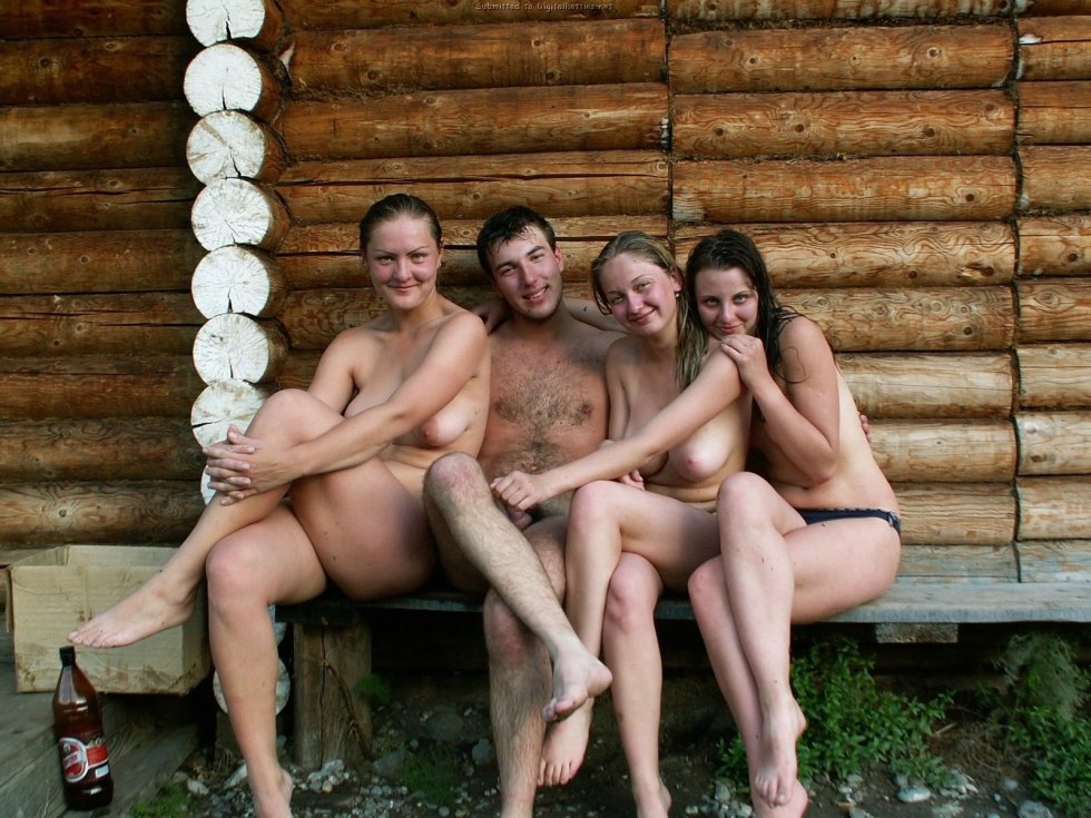 Naked women in a village bath