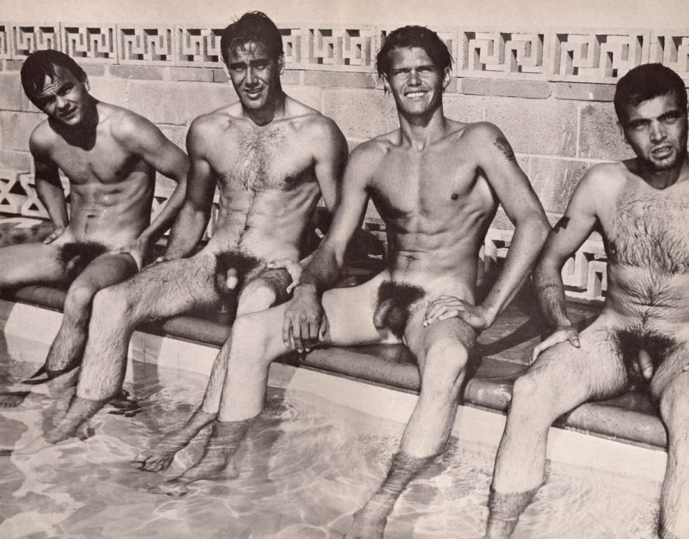Naked guys in the Retro pool