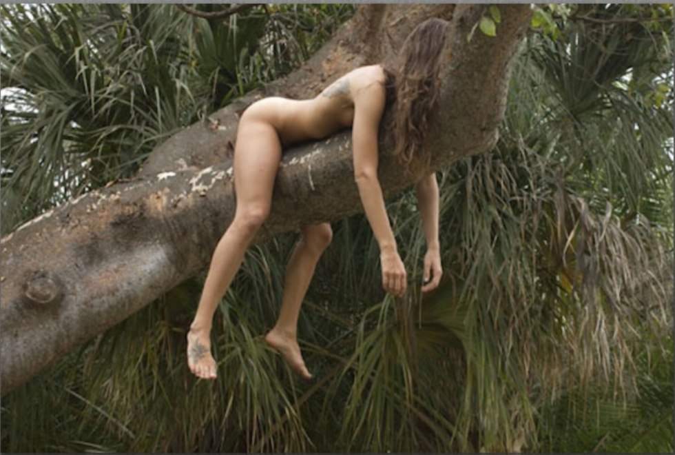 Bathes naked in the jungle in the film