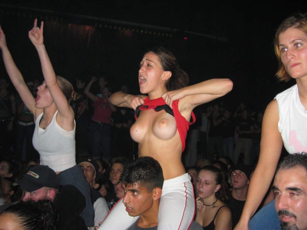 Girls with boobs at a disco