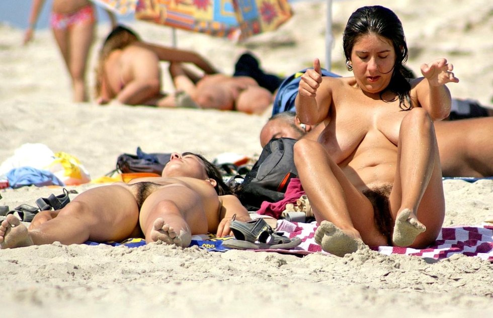Women on a nudist beach