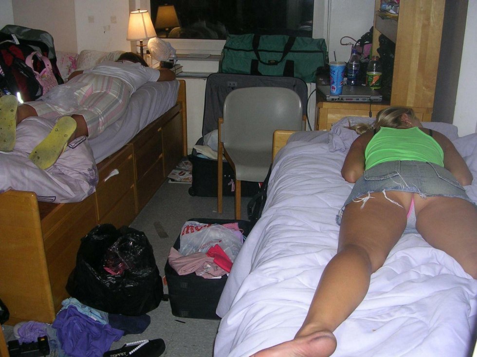 Sleeping girls in panties and without