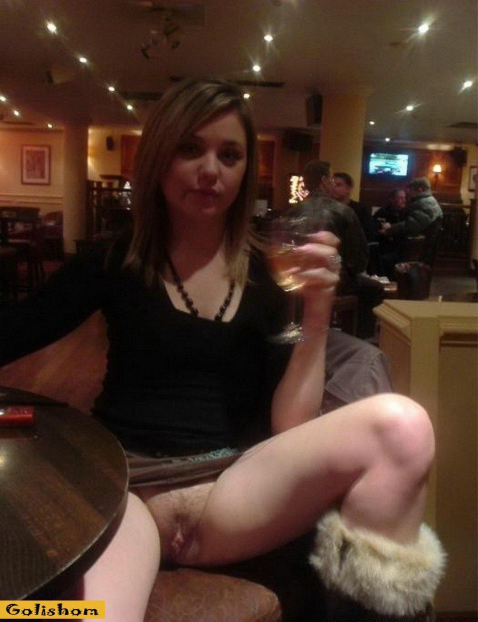 Girls without panties in a cafe