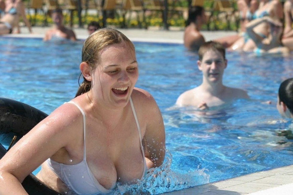 Girls Topless in the water park