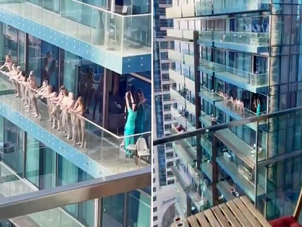 Girls in Dubai on the balcony