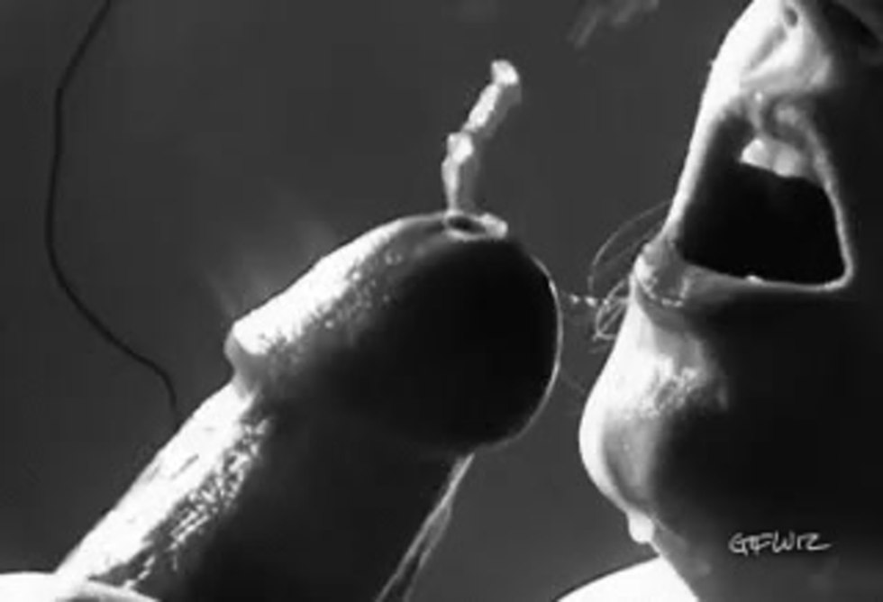 Cum in mouth beautifully black white