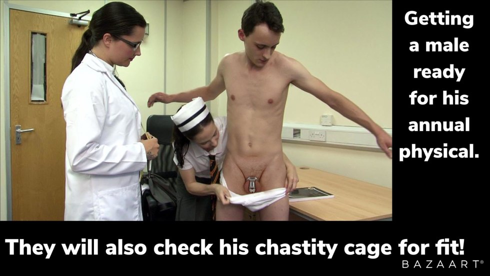 Naked guys on a medical examination at school
