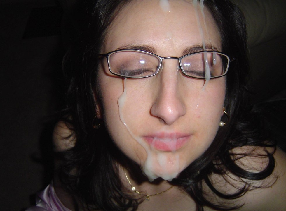 Cumshots on the face with glasses