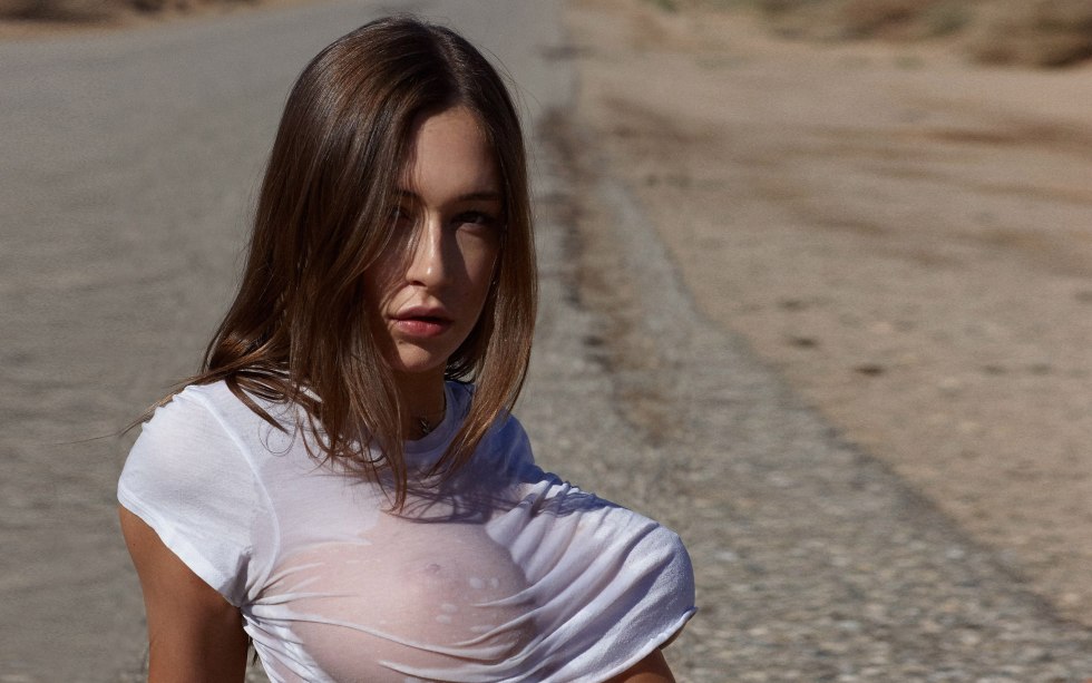 Big boobs in a wet T -shirt