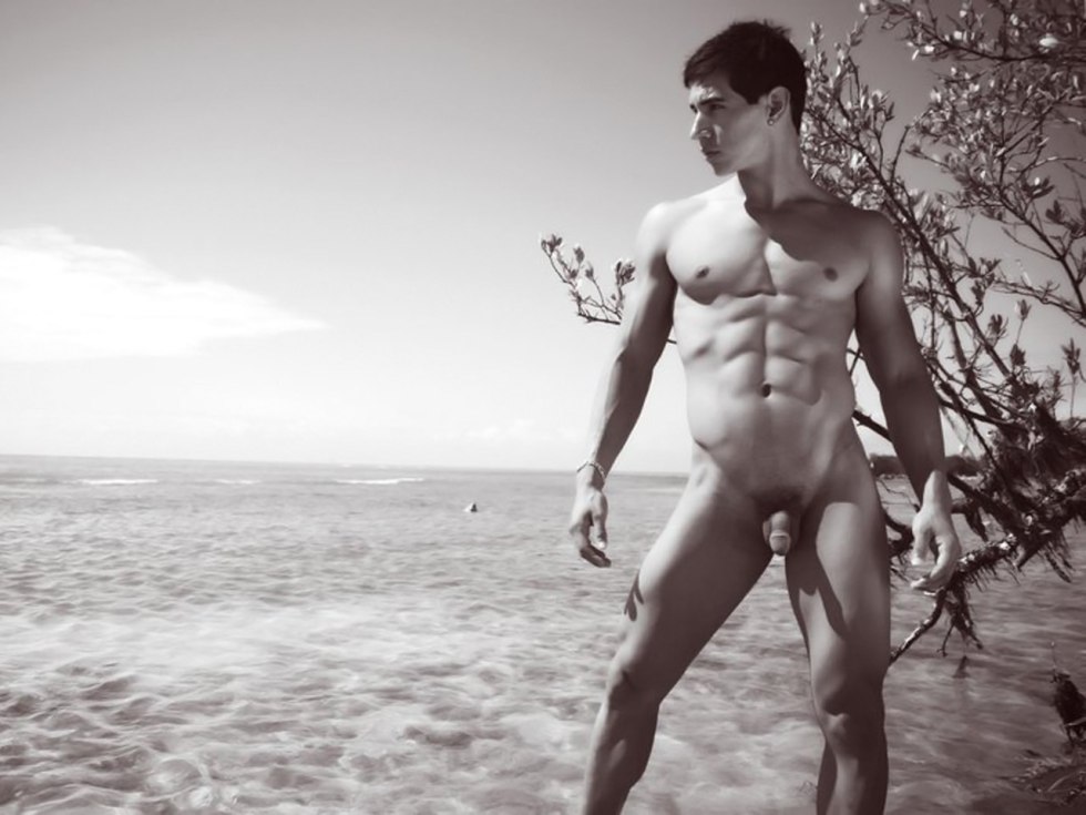 Beautiful naked men on the beach