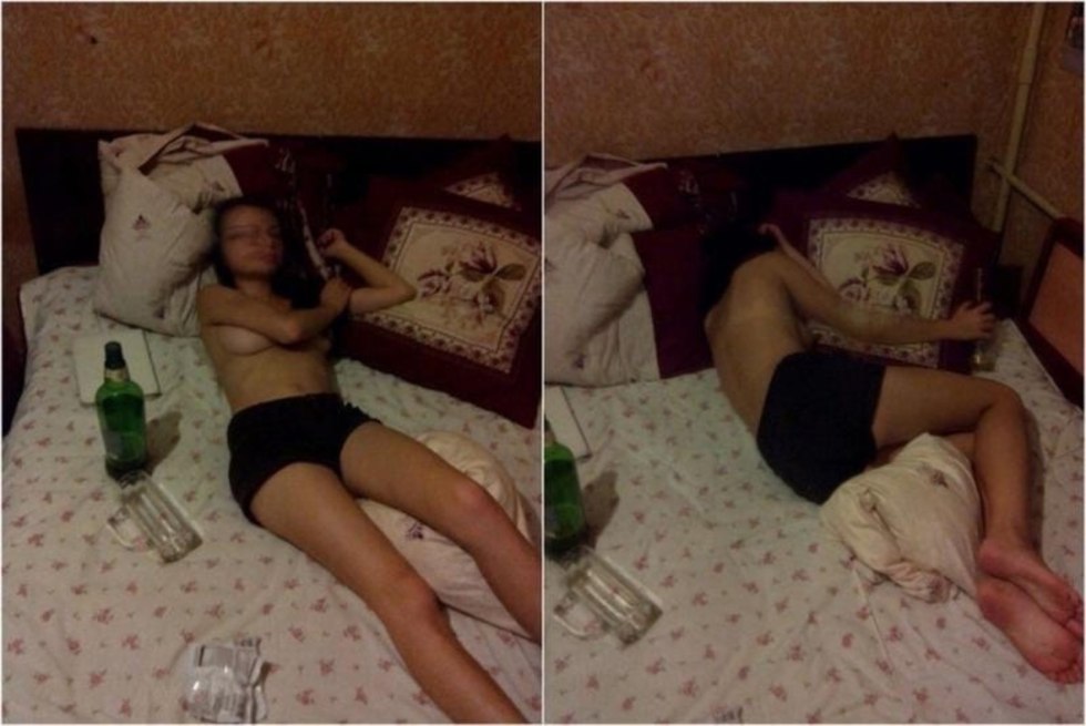 Drunk girls in bed