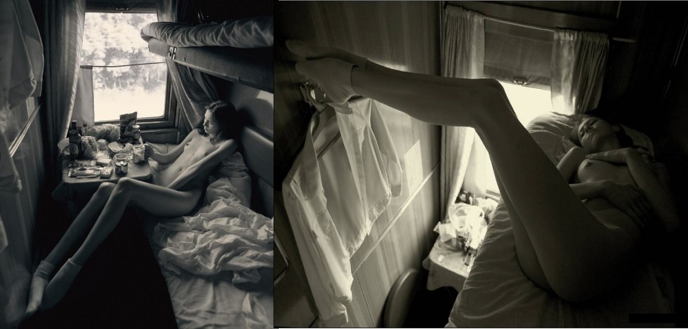 Beautiful girl on the train nude