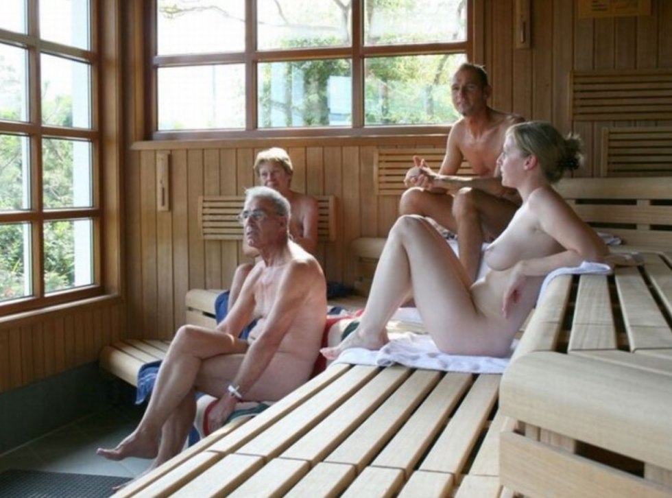 Family campaign in the sauna naked
