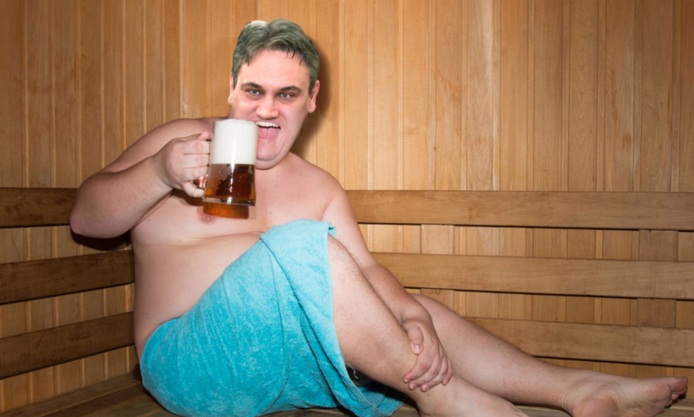 Fat man in the sauna