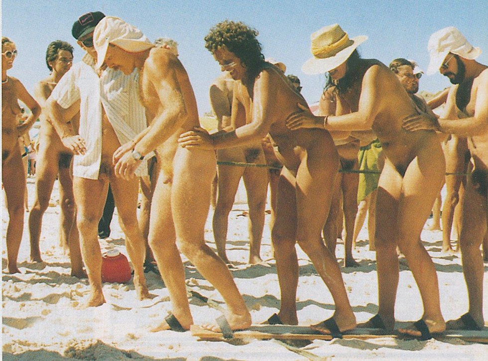 Retro photo on a nudist beach