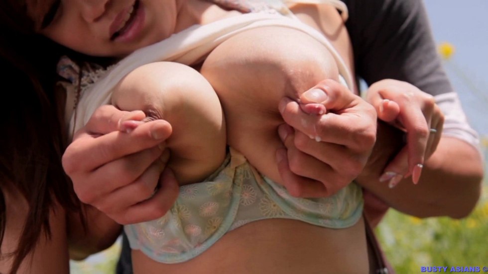 Girl wrinkles her breasts