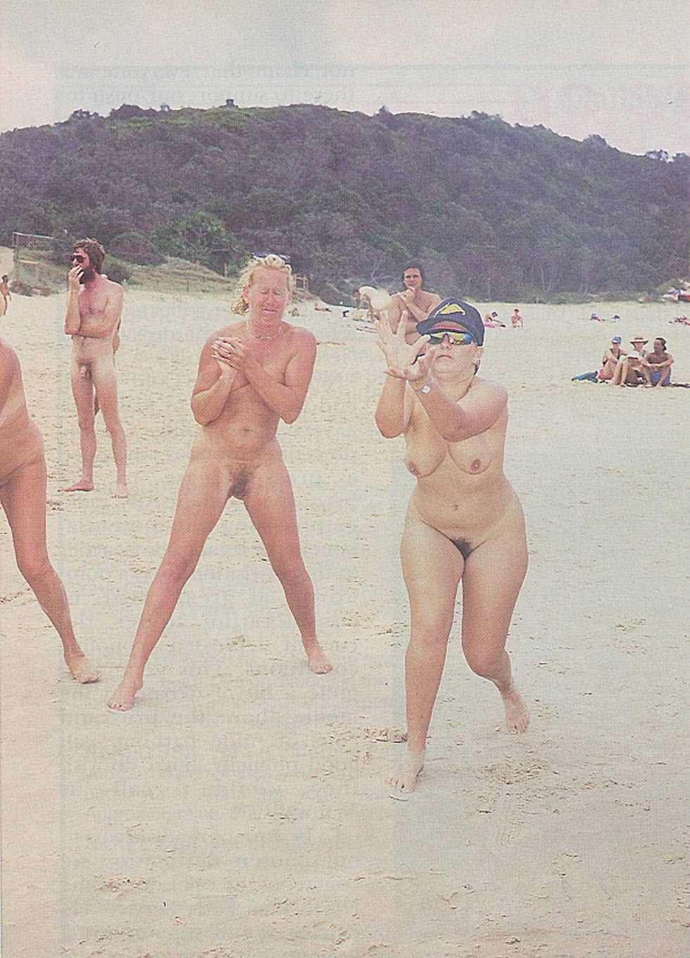 Naked women on the beach retro