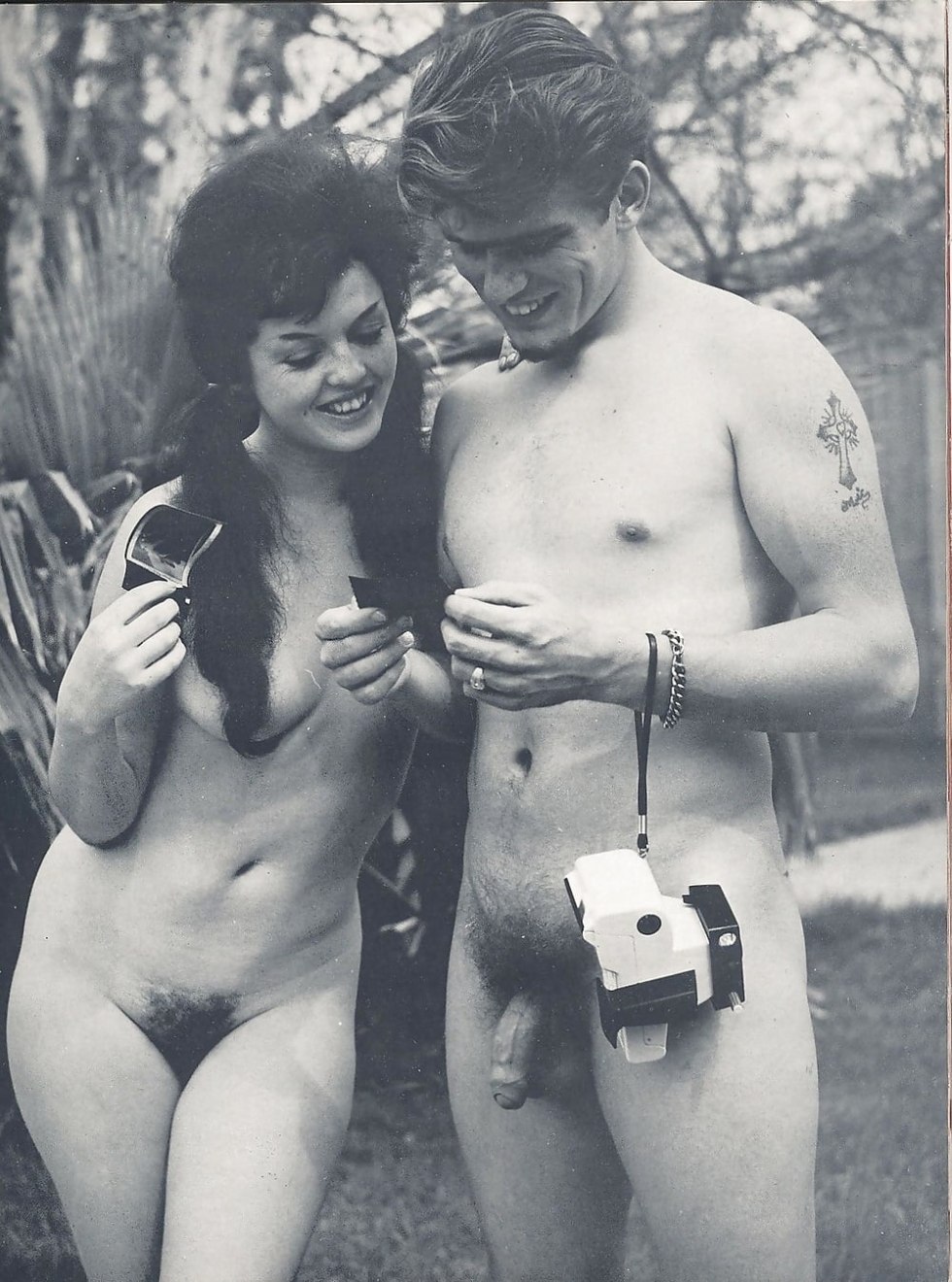 Retro nudist with husbands
