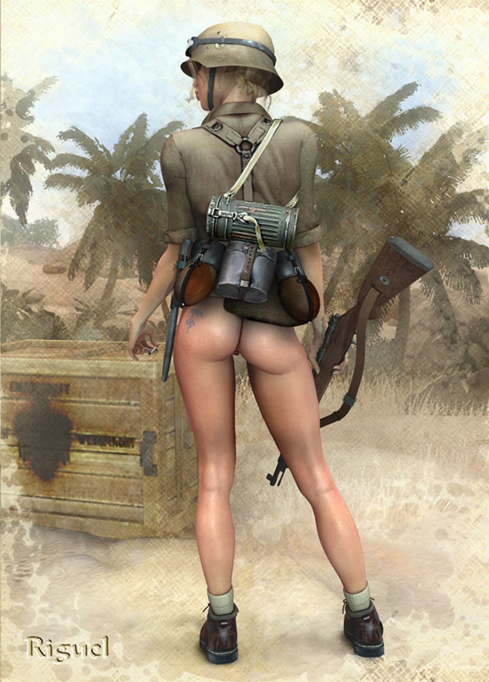 Girls in military uniform xxx