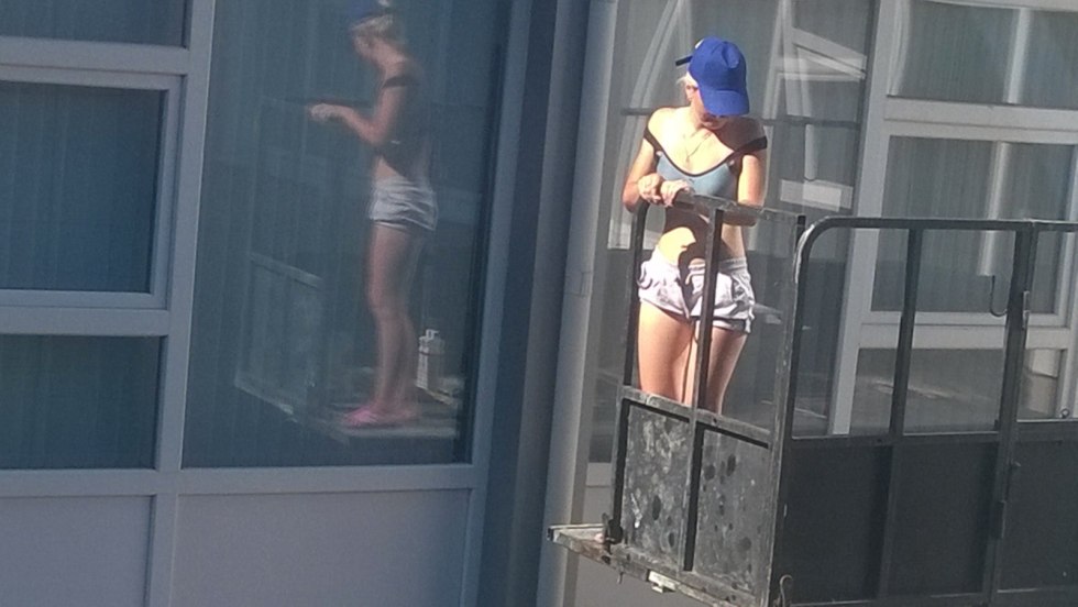 Peeping through the window