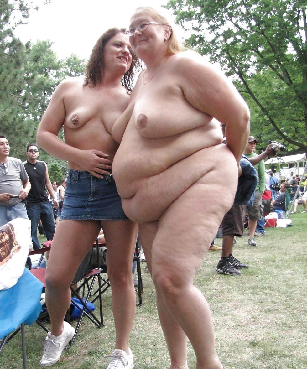 Naked women fat on the street