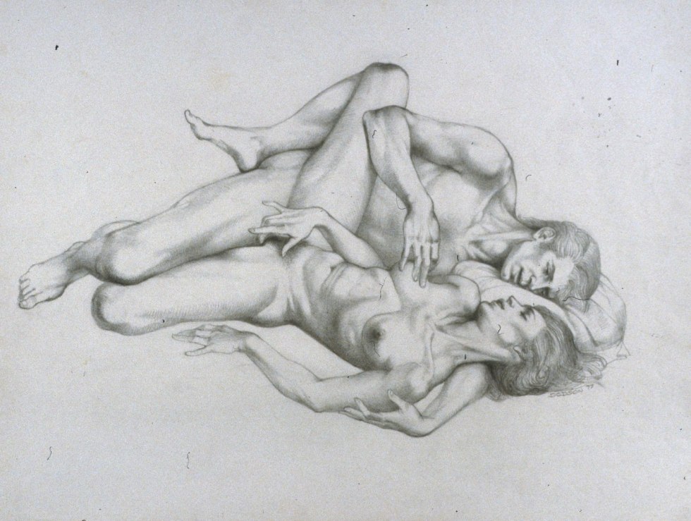 Pornographic drawings with a pencil