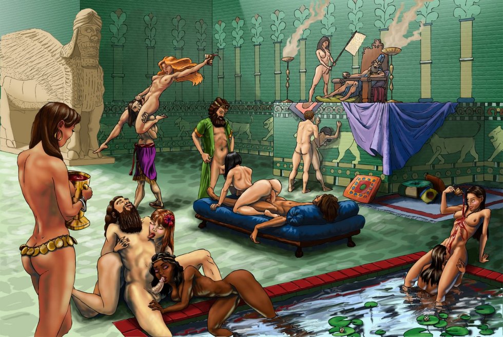 Naked women pool harem